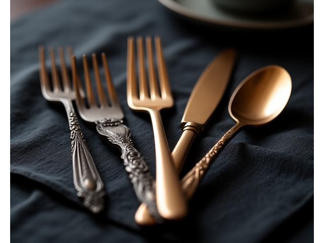 ブロンズ色の特製カトラリーセット